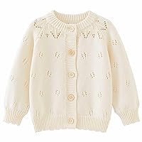 Toddler Girls Sweater Cardigan Solid Jacquard Hollow Long Sleeve Knitted Coat Party Little Girls Sweatshirts Size