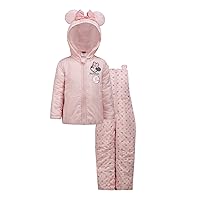 Disney Minnie Mouse Girls’ Puffer Snowsuit Jacket for Toddler and Little Kids – Pink or White
