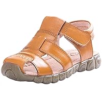 WUIWUIYU Girls Boys Outdoor Casual Closed-Toe Sport Sandals Beach Water Swimming Athletic Leather Summer Fisherman Shoes