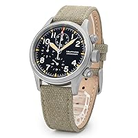 Militado Military Chronograph Watches 39mm Sapphire Crystal Pilot Watch VK61 Quartz Luminous Wristwatches for Men 100M Waterproof Sport Watch with Nylon Strap
