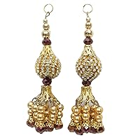 Indian Accessory Blouse Latkans Keychain Gold Tassels Crafting Sewing 1 Pair