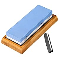 Premium Knife Sharpening Stone–1000/6000 Grit Whetstone, Professional whetstone Sharpener stone with Slip-Resistant Silicone Base|Best wet stone|Nonslip Bamboo Base & Angle Guide