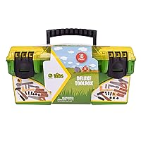 John Deere 18 Piece Deluxe Tool Box, Construction Playset with Tape Measure and Tools, Interactive Building Toys, Preschool Toys for Boys and Girl