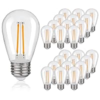25Pack S14 LED Replacement Light Bulbs, Shatterproof Outdoor String Plastic Light Bulbs, 2W Equivalent 20W, E26 Base, 2200K Warm White LED Vintage Light Bulbs, Non-Dimmable