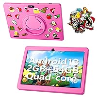 SGIN Tablet for Kids, 10 Inch Android 13 Kids Tablet with Case, 2GB RAM 64GB ROM, 5000mAh, 1280 * 800 Display, 2+5MP Camera, Bluetooth, 2.4/5G WiFi, Pink