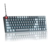Camiysn Wired Mechanical Gaming Keyboard, 100 Keys Compact Gaming Keyboard with Number Pad LED Blue Backlit Blue Switches Keyboard for PC Laptop, Grey