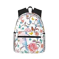 Romantic Fancy Floral Birds Butterfly Print Backpacks Casual,Pacious Compartments,Work,Travel,Outdoor Activities Unisex Daypacks