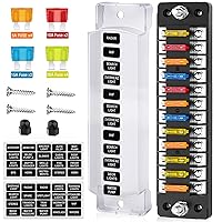 Nilight 12 Way Fuse Block with Negative Bus 12V Blade Fuse Holder ATC/ATO Standard Fuse Box Label Stickers Waterproof Cover Fuse Panel for Automotive Cars Trucks RVs Campers Vans, 2 Years Warranty