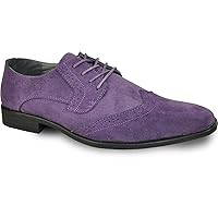 BRAVO Men Dress Shoe KING-3 Classic Faux Suede Oxford with Leather Lining?PURPLE 11.5W