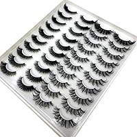 HBZGTLAD 20 Pairs Eyelashes Soft 3D Faux Mink Eyelashes Natural Look Handmade Reusable Lashes (H06)