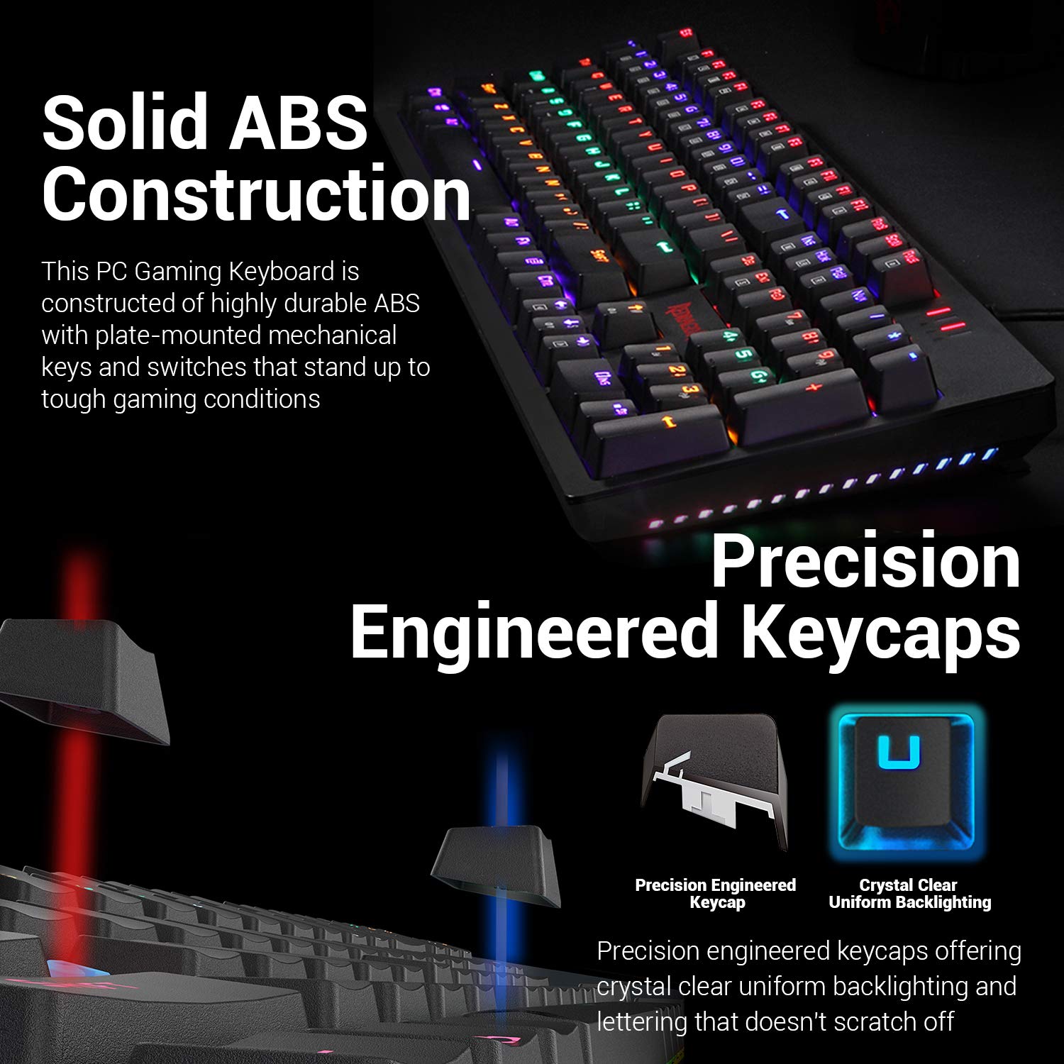 Redragon S117 Gaming Keyboard Mouse Combo Mechanical RGB Rainbow Backlit Keyboard Brown Switches RGB Gaming Mouse for Windows PC Gamers (104 Keys)