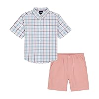 IZOD boys 2-piece Short Set, Short Sleeve Collared Button-down Shirt, and Twill ShortsShorts Set