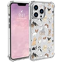 Lovely Dogs Phone Case for iPhone 14 Dog Puppy Case Cover Clear Phone Case w/Four Corner Reinforced Shockproof Girly Women Phone Cover Transparent Preppy Phone Case with Cute Design