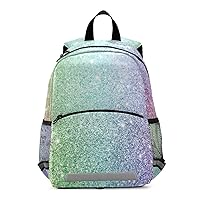 ALAZA Rainbow Glitter School Backpack Bookbag Safety Harness Leash with Chest Strap