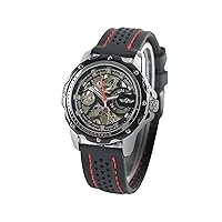 Skeleton Watch Mens Luxury Military Sport Precision. Great Gift Idea for Father, Son, Brother. Luminous Wristwatch for Man. Unique Clock Timepiece., Black, Silver, Red, Military