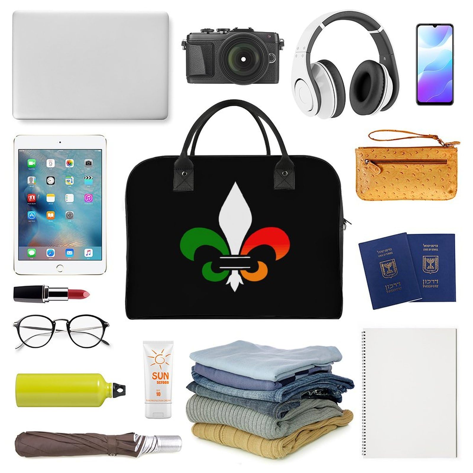 Fleur De Lis Irish Italian Large Crossbody Bag Laptop Bags Shoulder Handbags Tote with Strap for Travel Office