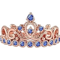 14K Rose Gold Sapphire Crown Ring