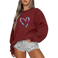 Womens Oversized Sweatshirt Casual Long Sleeve Shirts Crewneck Pullover Fleece Fashion Clothes Teen Girls Print Tops
