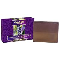 Vaadi Herbals Lavender Soap (Lavender Extract Bar Soap) with Rosemary Oil - Handmade Herbal Soap (Aromatherapy) with 100% Pure Essential Oils - ALL Natural - Each 2.65 Ounces - Pack of 3 (8 Ounces)