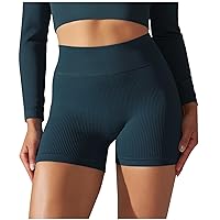 Seamless Ribbed Yoga Shorts for Women Summer High Waist Gym Workout Athletic Casual Running Shorts for Going Out