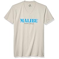 Malibu Graphic Printed Premium Fitted Sueded Short Sleeve V-Neck T-Shirt