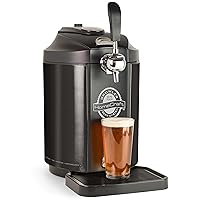Homecraft Black Stainless Steel Easy-Dispensing Tap Beer Cooling System Kegerator, Includes Reusable Growler, CO2 Cartridges, Removable Drip Tray & Cleaning Kit, Fresh for 30 Days