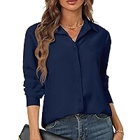 Women's Button Down Shirts Basic Classic Soft Shirt Collared Long Sleeve Dressy Casual Solid Color XS-XXL