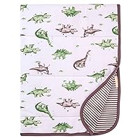 Burts Bees Baby Infant Reversible Blankets 100% Organic Cotton GOTS Certified - Happy Herbivore Prints with Quilting Pattern Soft Nursery Blanket with 100% Polyester Fill for Size 30 x 40 Inch