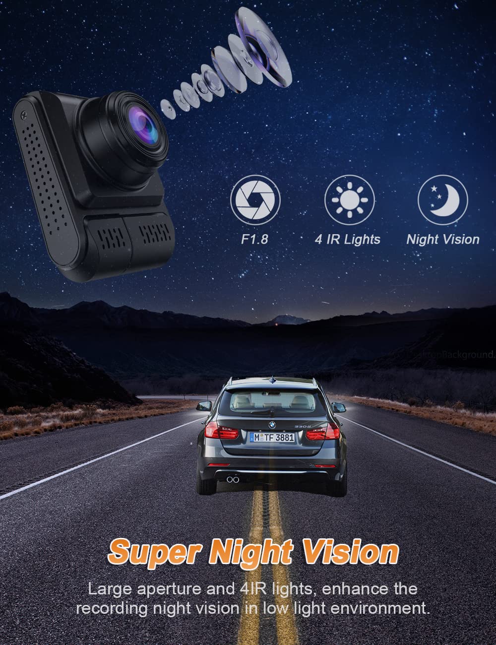 4K Dual Dash Cam, with WiFi GPS, Otovoda Dash Cam Front and Inside, 4K Front/2K Front/1080P Front+1080P Inside, Dual Dash Camera for Cars with Super Night Vision, Parking Monitor, Support 256GB Max