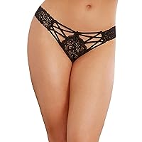 Women's Standard Sexy Fashion Lingerie, Lace Panty with Front Criss-Cross Detail Black Small-Medium