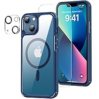 Magnetic Case Designed for iPhone 13 Mini Case [Compatible with MagSafe] with Screen Protector and Camera Lens Protector Anti Scratch Phone Case (Blue)