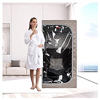 ZONEMEL Portable Full Size Infrared Sauna, Home Spa Detox Therapy with Upgrade Reinforced Portable Chair, Heating Foot Pad, LED Light, Remote Control, Clear Door-(L31.5 x W31.5 x H63, Dark Grey)