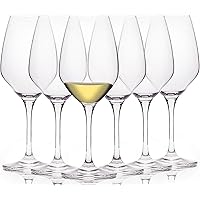 Crystal White Wine Glasses Set of 6, 15 Ounce Laser Cut Rim Stemmed Clear Chardonnay Wine Glass Set, Housewarming/Anniversary/Wine Gift Set