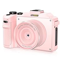 4K Digital Cameras for Photography,48MP WiFi Vlogging Camera for YouTube,Multi-Filters Point and Shoot Camera,18X Zoom,Auto Focus,Anti-Shake Video Camera,Travel Compact Camera for Beginners-Pink