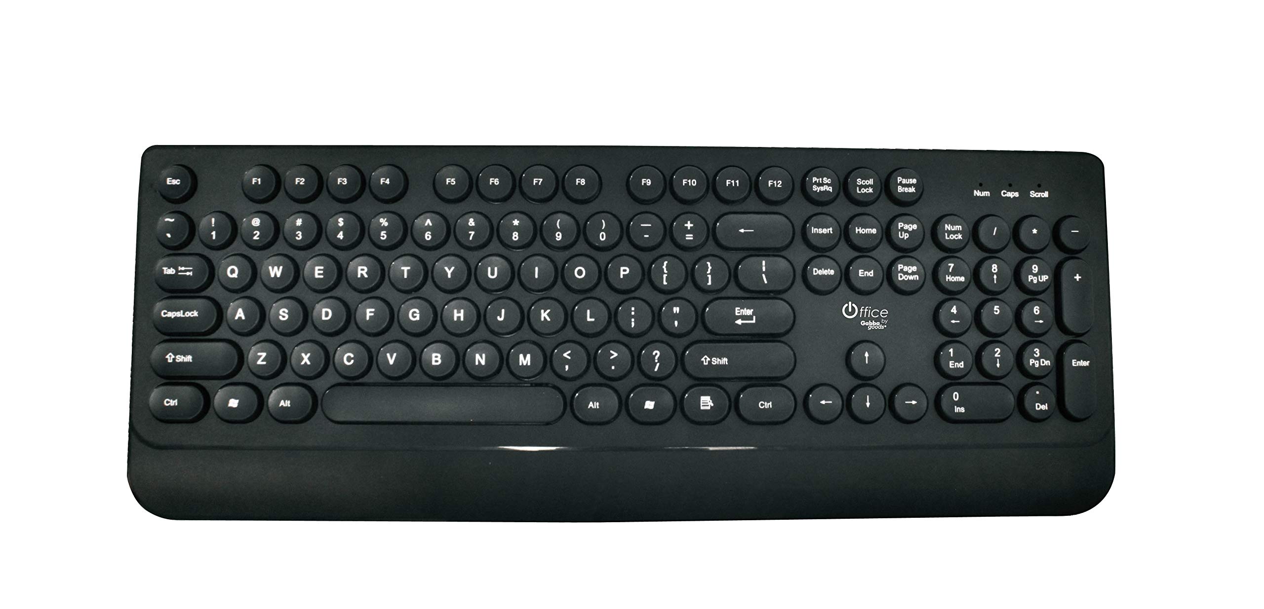 Gabba Goods Wireless Keyboard and Mouse Combo CB3 Full-Size Keyboard Layout with Number Pad, Ergonomic Mouse and Wireless 2.4Ghz Connection with Included Nano USB Receiver, Comfortable Palm Rest