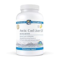 Nordic Naturals Pro Arctic Cod Liver Oil, Lemon - 180 Soft Gels - 750 mg Total Omega-3s with EPA & DHA - Heart & Brain Health, Healthy Immunity, Overall Wellness - Non-GMO - 60 Servings