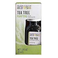 Aura Cacia 100% Pure Tea Tree Essential Oil, 100% Pure Therapeutic Grade, 15 ml in Box, Melaleuca alternifolia