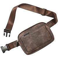 Waist Pack, Belt Bag with Adjustable Strap for Women&Men, Crossbody Bum Bag Fashion Fanny Packs Leather Belt Bag, Waist Bag Everywhere Crossbody for Workout Running Travelling Hiking (Coffee)