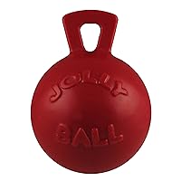 Jolly Pets Tug-n-Toss Heavy Duty Dog Toy Ball with Handle, 4.5 Inches/Small, Red