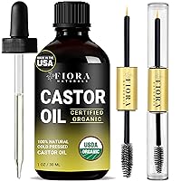 Organic Castor oil - 100% Pure USDA Certified Cold Pressed Castor Oil Eyelash Growth Serum. Hexane-Free Castor oil for hair growth - Conditions and Stimulate Growth for Eyelashes and Eyebrows