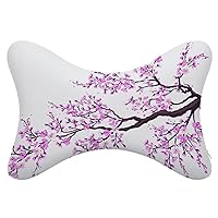 Sakura Tree Cherry Blossoms Car Headrest Pillow 2pcs Memory Foam Neck Pillow Neck Support Pillow for Camping and Traveling