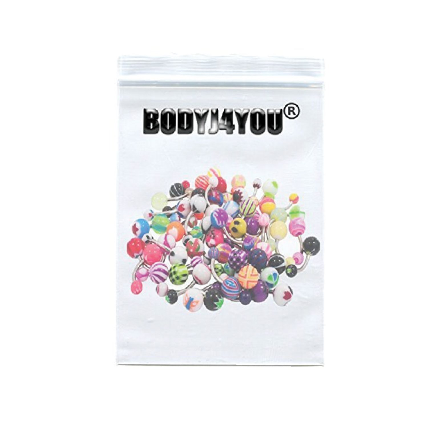 BodyJ4You 100PC Belly Button Rings Banana Barbells 14G Steel Flexible Bar Mix Color Body Jewelry