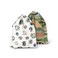 Esembly Ditty Bag Duo, Waterproof Wet Dry Bags for Cloth Diapers, Messy Baby Accessories, Swimsuits, Gym Clothes, Toiletries and Snacks - Eco Earth and Eco Hills (Pack of 2)