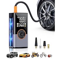 Tire Inflator Portable Air Compressor, 2X Faster Portable Air Pump with 25000mAh Battery, 150PSI Cordless Air Pump for Cars, Bike & Motorcycle Tires, Ball