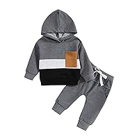 Boys Outfits 6t Toddler Boys Girls Long Sleeve Patchwork Colour Hooded T Shirt Pullover Tops Pants Baby Set Girls