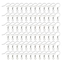 Pandahall 200pcs Stainless Steel Hypoallergenic Earring Hooks Fish Earwire with Coil for Jewelry Makings 14x17x2mm