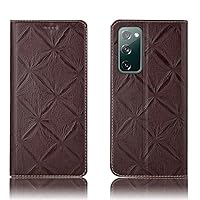 for Samsung Galaxy S20 FE (2020) 6.5 Inch Folio Case, Flower Pattern Leather Flip Stand Phone Cover with Magnetic and Card Slot,Brown
