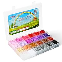 12000 x Fuse Beads Kit, LIHAO 24 Colors 2.6mm Tiny Mini Fuse Beading Kit, Multicolored Iron on Fused Beads Kit - Color Selction I