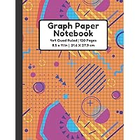 Graph Paper Notebook: 4x4 Quad Ruled Graph Paper Notebook | 120 Pages | Matte Cover | 8.5 x 11 In | Memphis Style Kiwi