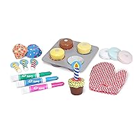 Melissa & Doug Bake and Decorate Wooden Cupcake Play Food Set - FSC Certified